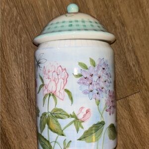 Zrike ceramic canister with a hand-painted floral design box t